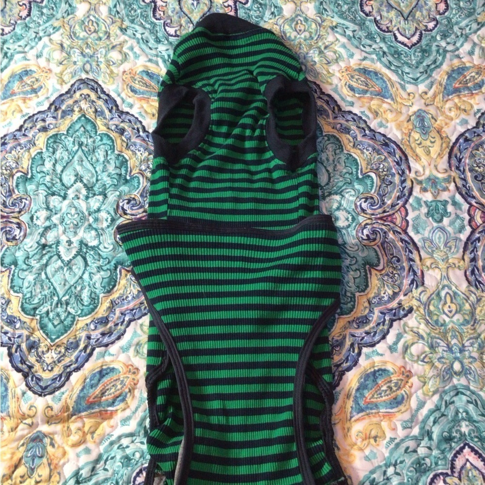 Striped Green and Black Dog recovery suit  (0015) - Picture 2 of 8